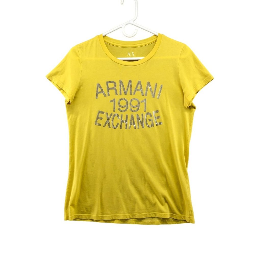 Armani Exchange Womens‎ T Shirt Size Small S Short Sleeve Yellow Graphic 1991
